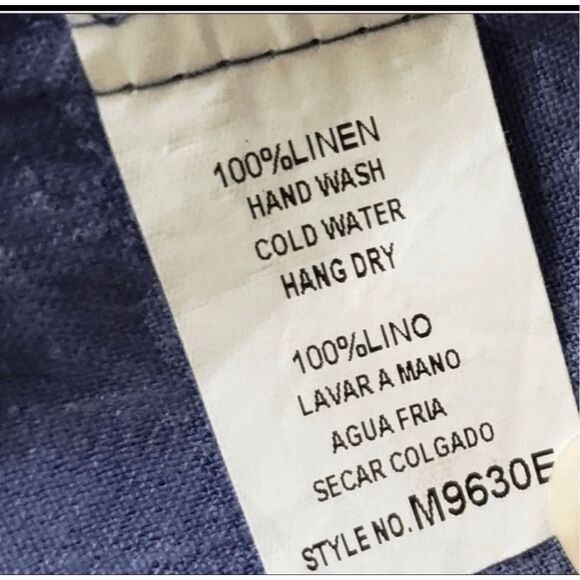 Short Open Front Cardigan Size S Blue Floral Embroidered 100% Linen 3/4-Sleeve - Picture 10 of 11